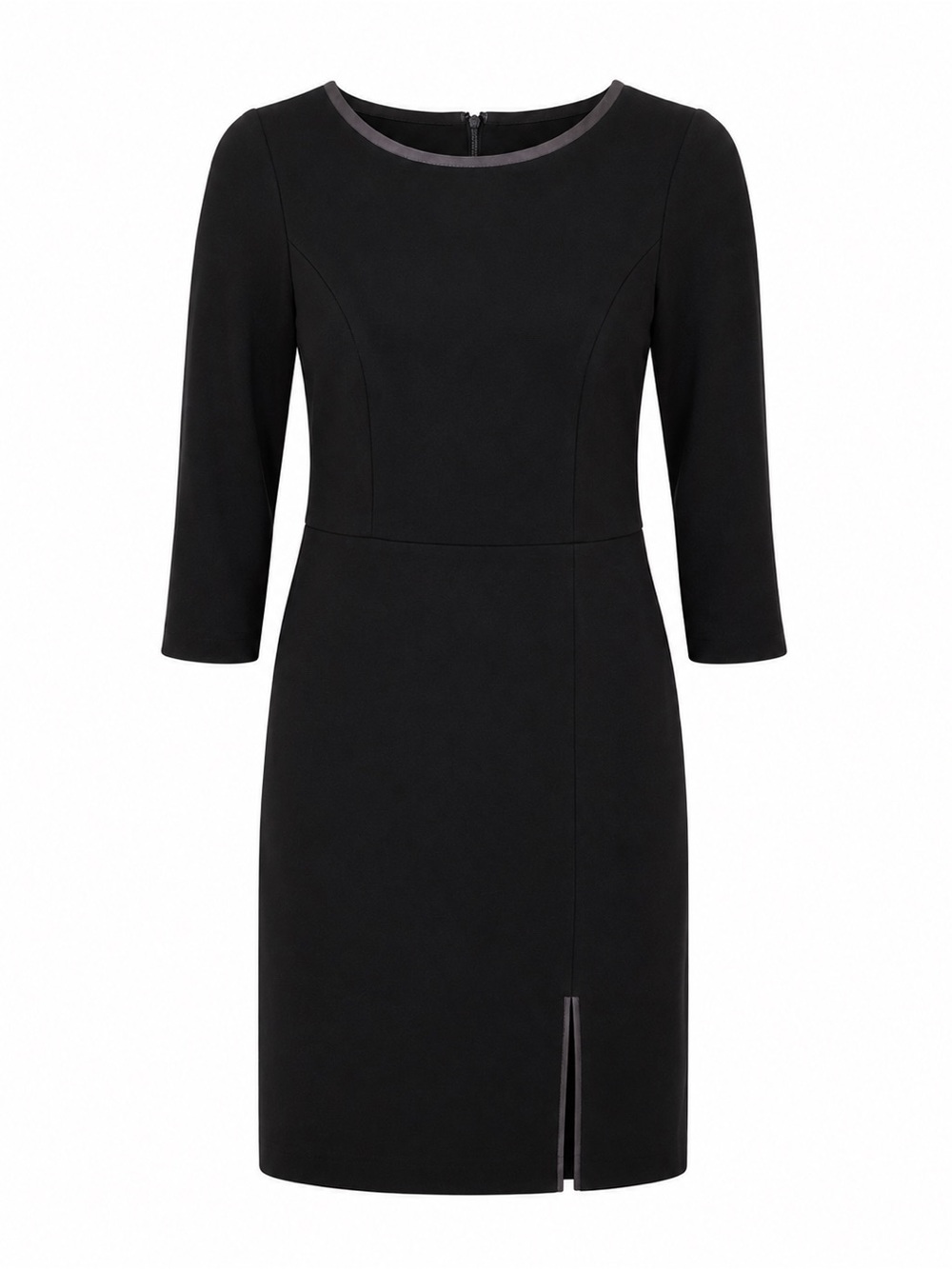 Talbots Petite Black Faux Leather Trim Sheath Dress 6P  Classic Career Midi